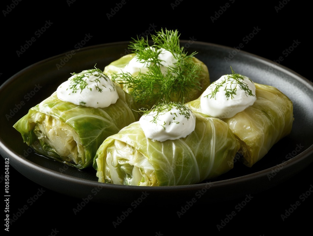 Cabbage Rolls on Black Plate Cabbage Rolls on Black Plate