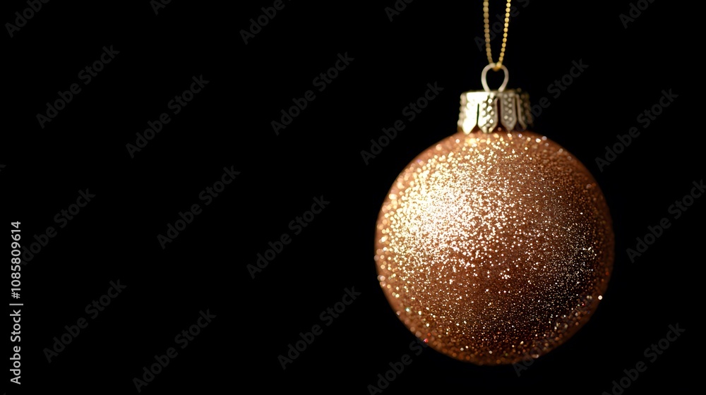 Shimmering bronze Christmas ornament on a delicate gold string. Shimmering bronze Christmas ornament on a delicate gold string.