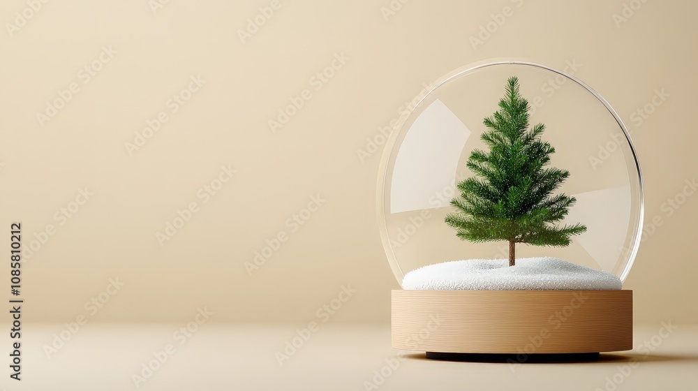 Elegant Minimalist Snow Globe with Tiny Tree Inside Elegant Minimalist Snow Globe with Tiny Tree Inside