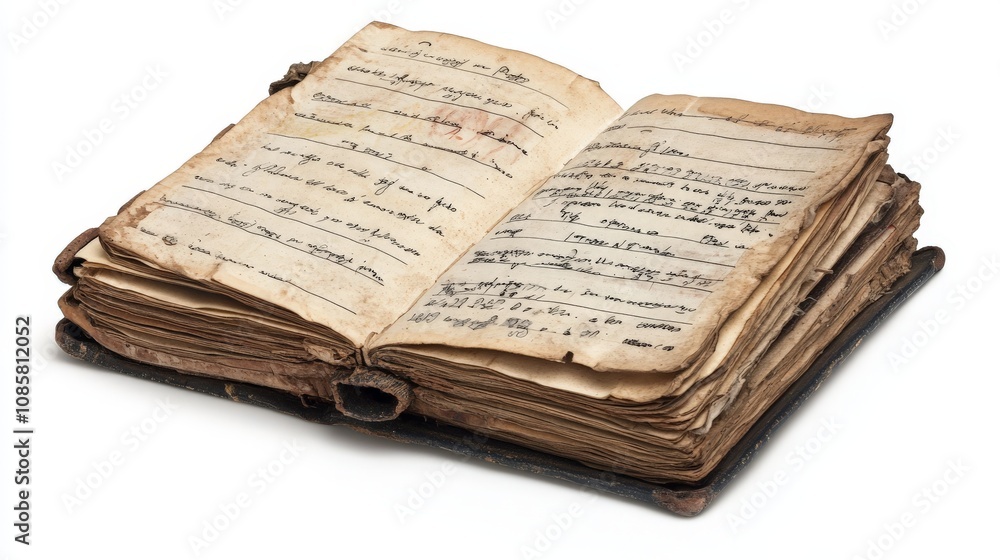 Fototapeta premium Vintage Logbook on White Background