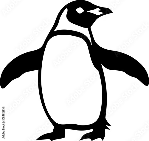 vector animal illustration, logo, black silhouette with a penguin