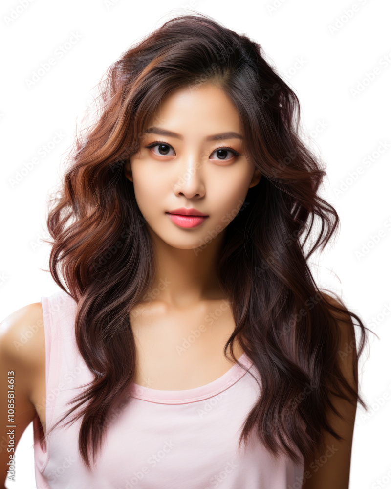 Attractive tender young asian woman with long healthy dark hair Attractive tender young asian woman with long healthy dark hair