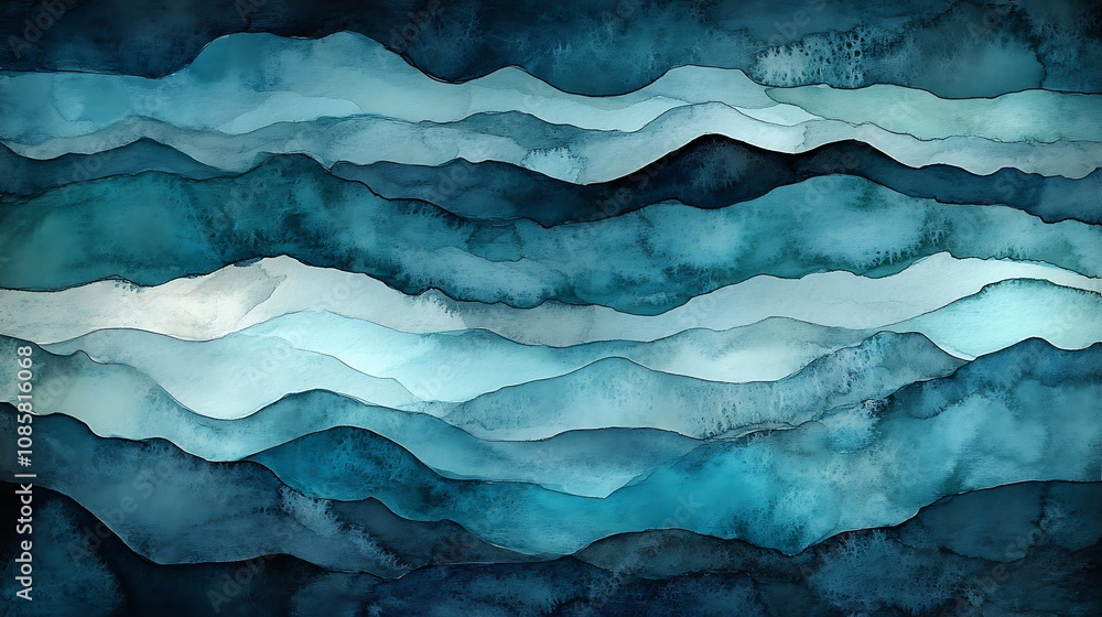 Obraz premium Abstract teal watercolor background with dark blue color