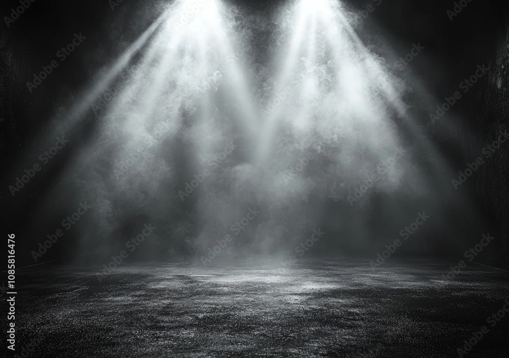 Dramatic Spotlight Effect in Mysterious Dark Scene with Cinematic Lighting Dramatic Spotlight Effect in Mysterious Dark Scene with Cinematic Lighting