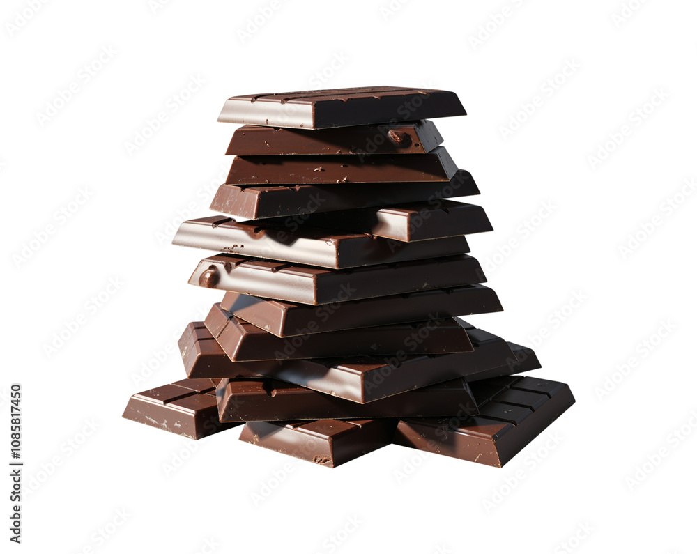 Stack of Dark Chocolate Bars Isolated on Transparent Background – Perfect for Food Advertising and Dessert Illustrations Stack of Dark Chocolate Bars Isolated on Transparent Background – Perfect for Food Advertising and Dessert Illustrations