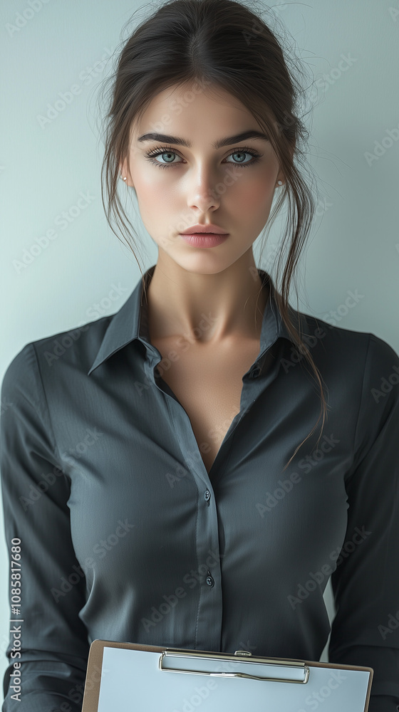 Woman with a Confident Expression and Striking Eyes Woman with a Confident Expression and Striking Eyes