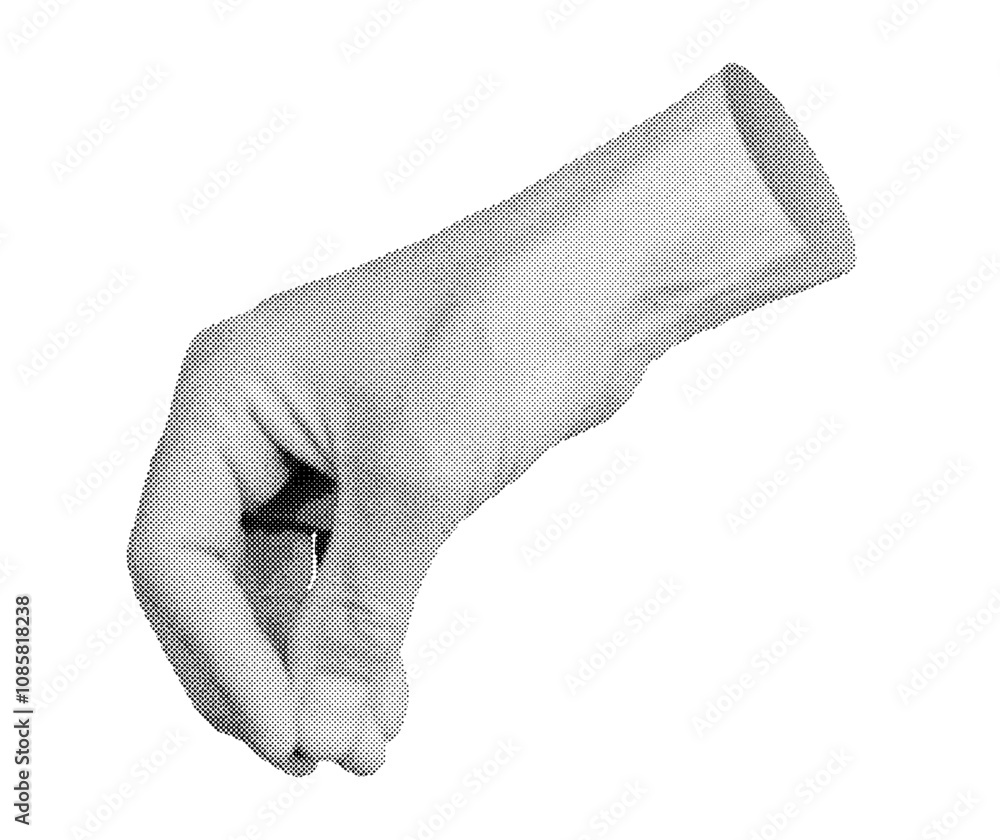 Hand gesture pinching to sprinkle or hold a small object, isolated in retro halftone dot style. Nostalgic 1990s inspired design with vintage grunge texture, ideal for trendy Hand gesture pinching to sprinkle or hold a small object, isolated in retro halftone dot style. Nostalgic 1990s inspired design with vintage grunge texture, ideal for trendy