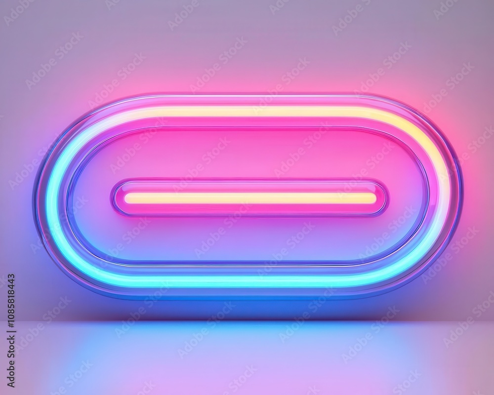 a glowing neon sign, typography element, bold script with bright pink and blue, isolated on white background