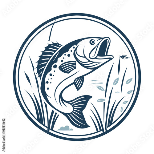 Creative Fish Logo Design  A Harmonious Representation of Aquatic Life, Natural Elements, and Artistic Elegance photo