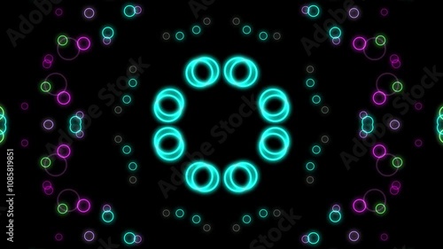 Neon Circle Mandala: Psychedelic Glowing Rings and Geometric Pattern