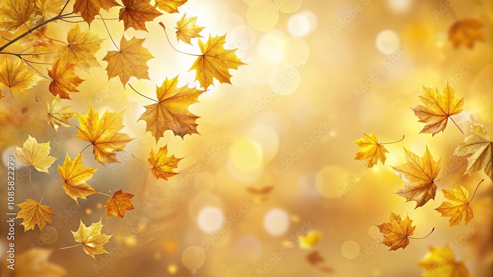 Golden Autumn Leaves Dancing in a Soft, Sunny Breeze Golden Autumn Leaves Dancing in a Soft, Sunny Breeze