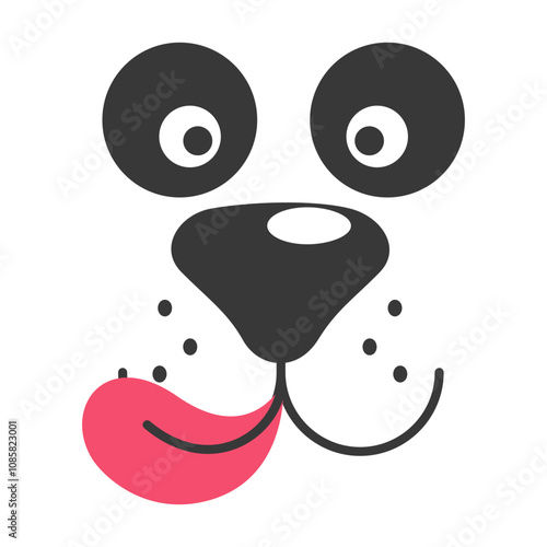 Dog face with tongue and funny nose. Dog mouth with tongue hanging out.
