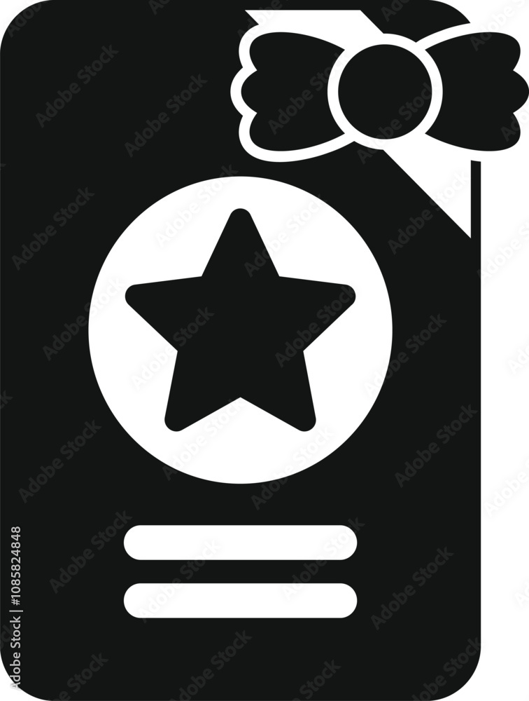 Black loyalty card with star and bow, symbolizing customer rewards and exclusive benefits Black loyalty card with star and bow, symbolizing customer rewards and exclusive benefits