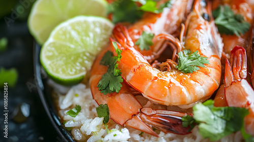 An Exquisite Sizzling Sweet Chili Lime Shrimp Dish Over Fluffy Jasmine Rice, Perfect for Any Occasion