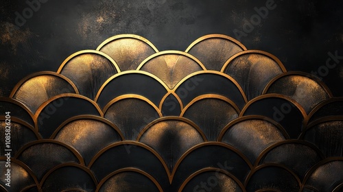Abstract Black Gold Scallop Pattern Design