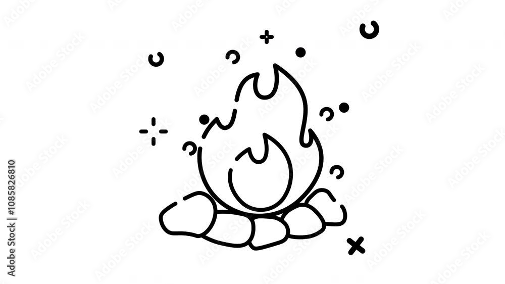 Bonfire line animated icon. Motion graphic animation winter themed Bonfire line animated icon. Motion graphic animation winter themed