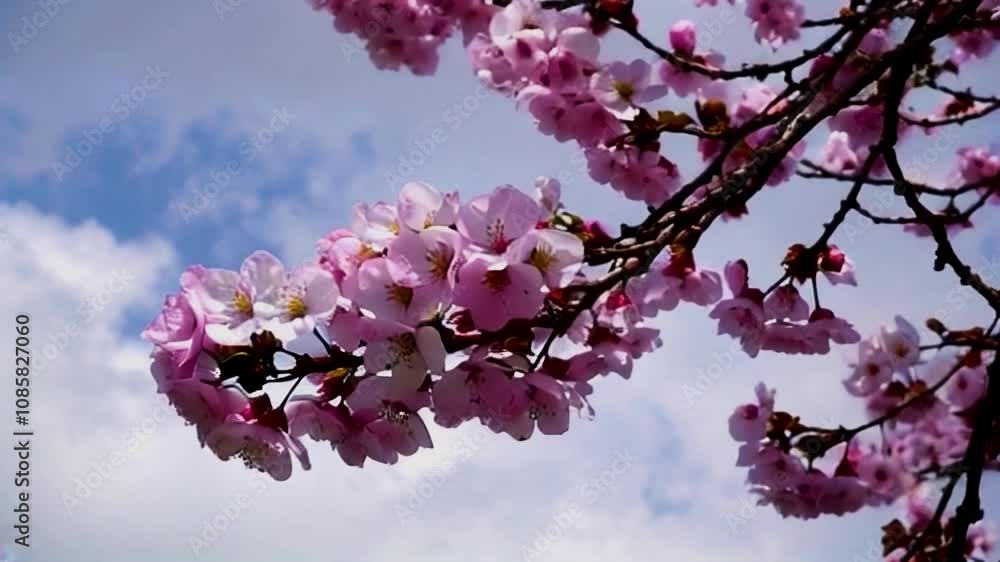 cherry blossoms on the background of the sky with clouds cherry blossoms on the background of the sky with clouds
