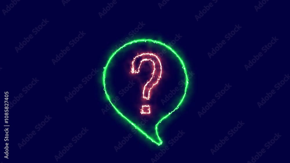 Neon Simple speech balloon color question mark icon saber animation with blue background. Neon Simple speech balloon color question mark icon saber animation with blue background.