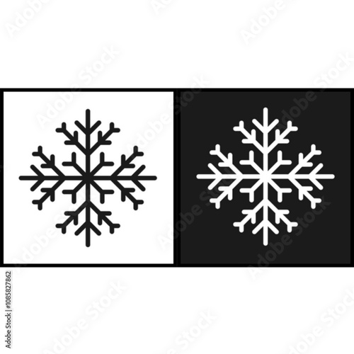 two black and white snowflake icons