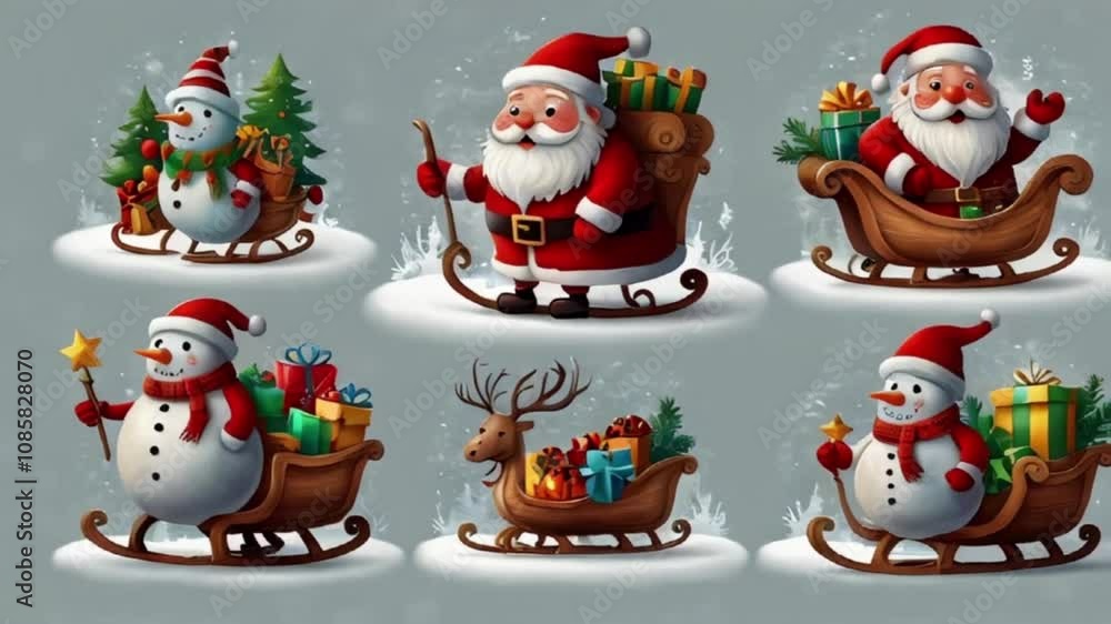 set of Christmas snowman, Santa Claus set of Christmas snowman, Santa Claus