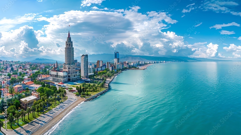 Obraz premium Aerial view of Batumi, Georgia. Batumi is the capital of Georgia.