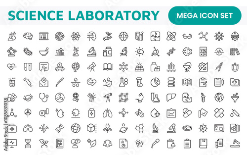 Science Icon Set. Iconl for Chemistry, Biology, Physics, Astronomy, Lab Projects, Research, Academic, Scientific Research, Laboratory Work, Academic Studies, Experiments, and STEM Education