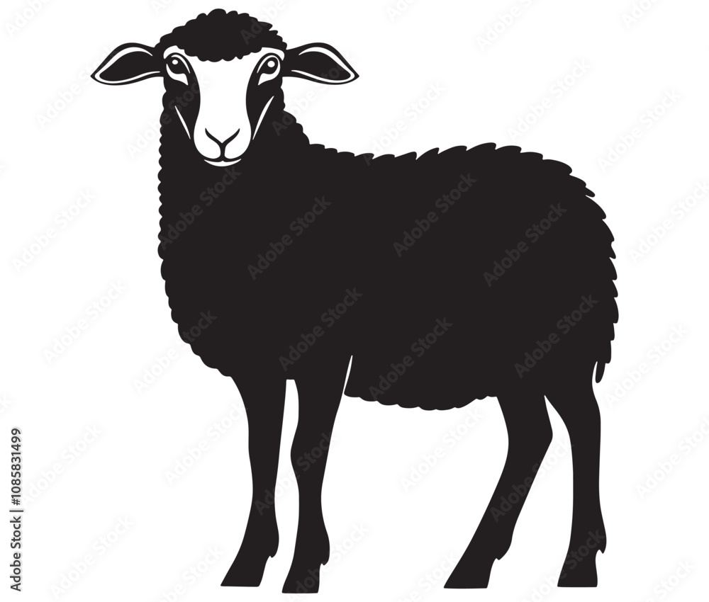 Fototapeta premium Cartoon sheep silhouette vector