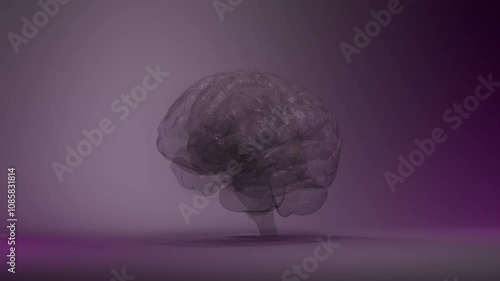 Human Brain with Neurons lighting up, 3D animation
