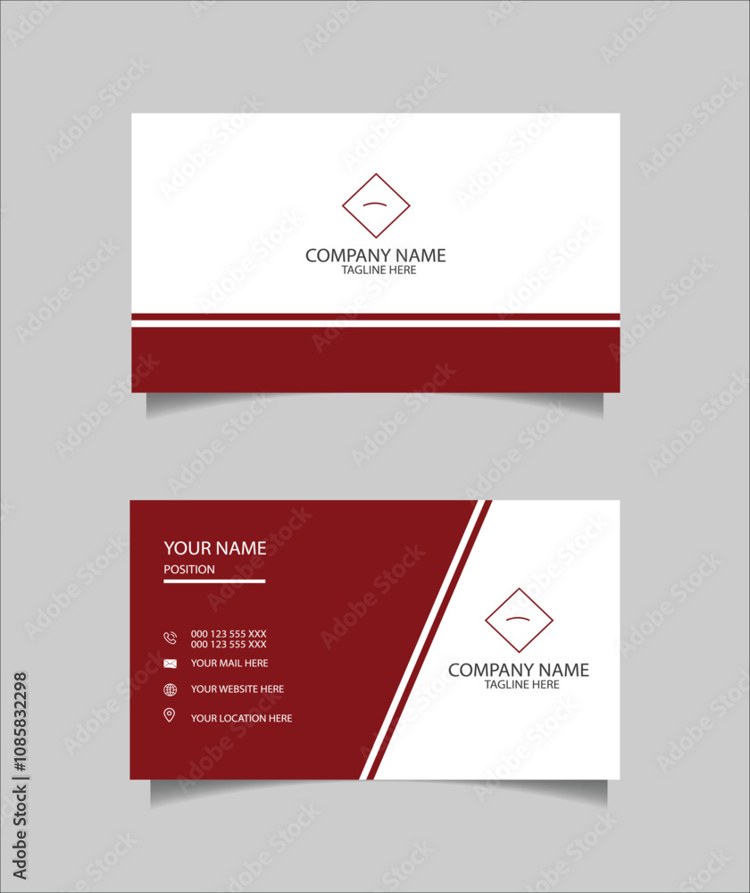 Red Corporate Business Card Layout Red Corporate Business Card Layout