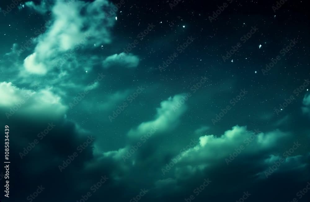 night landscape with green starry sky night landscape with green starry sky