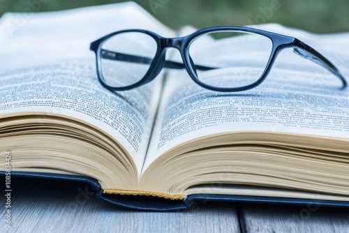 Open Textbooks with Glasses Captured in Fine Detail