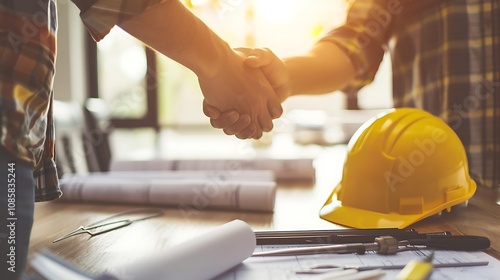 Successful Construction Project Partnership Handshake