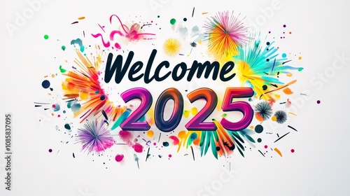 Colorful Welcome to 2025 with Vibrant Background