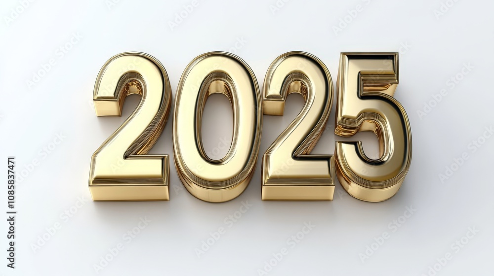 Elegant Bold Gold 2025 on Bright White Background Elegant Bold Gold 2025 on Bright White Background