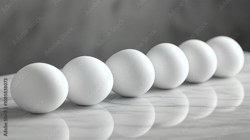 Fresh white eggs arranged neatly on a light surface for a culinary background or recipe Fresh white eggs arranged neatly on a light surface for a culinary background or recipe