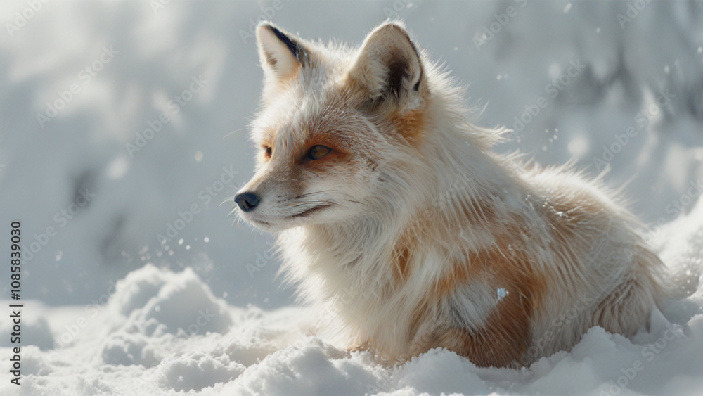Naklejka premium Fox in the winter snow