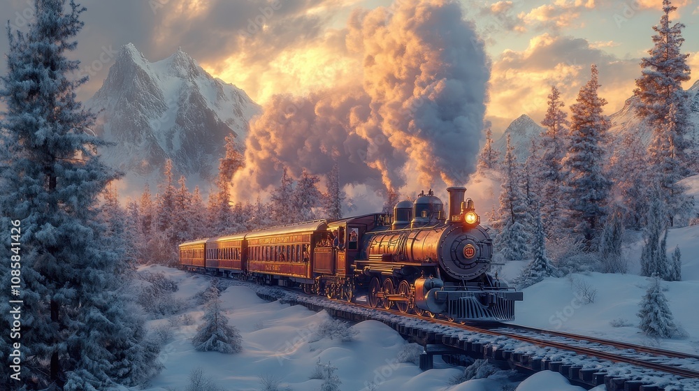 Steam Train Journey Through A Snowy Mountain Pass Steam Train Journey Through A Snowy Mountain Pass