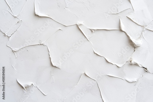 Abstract textured strokes of white paint with uneven layers and fine details. Macro shot of acrylic paint texture. Design for background, wallpaper, and poster photo