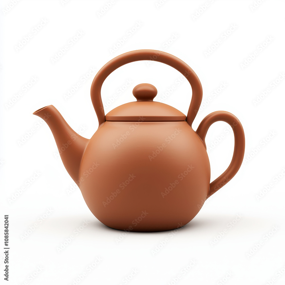 A beautifully designed clay teapot, perfect for serving tea, showcasing traditional craftsmanship and elegance. isolated on white background. A beautifully designed clay teapot, perfect for serving tea, showcasing traditional craftsmanship and elegance. isolated on white background.