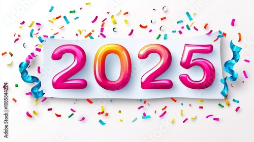 Cheerful Banner with Confetti for New Year Celebration
