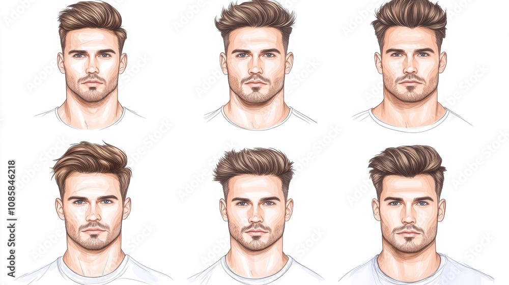 Diverse male facial structures, exploring variations in face shapes, features, and expressions for enhanced visual representation Diverse male facial structures, exploring variations in face shapes, features, and expressions for enhanced visual representation
