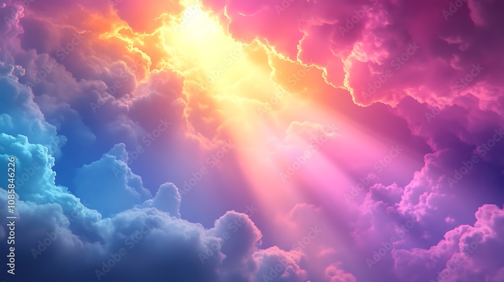 Fototapeta premium Beautiful pastel background with soft blurred light sunset cloud