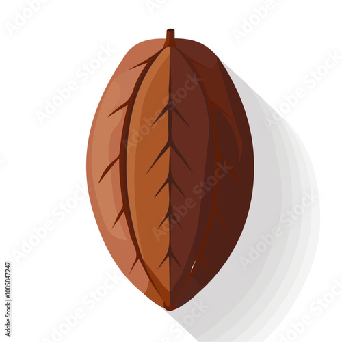 Simple flat 2D illustration of cocoa bean isolated on a white background, Ai design, flat 2D design, vector design