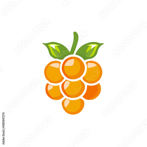 Simple flat 2D icon cloudberry isolated on a blue background, vector, flat design, animation design, vector, animation design, simple flat 2D icon, minimalist icon 
