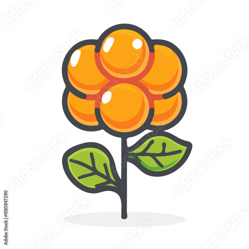 Simple flat 2D icon cloudberry isolated on a blue background, vector, flat design, animation design, vector, animation design, simple flat 2D icon, minimalist icon 
