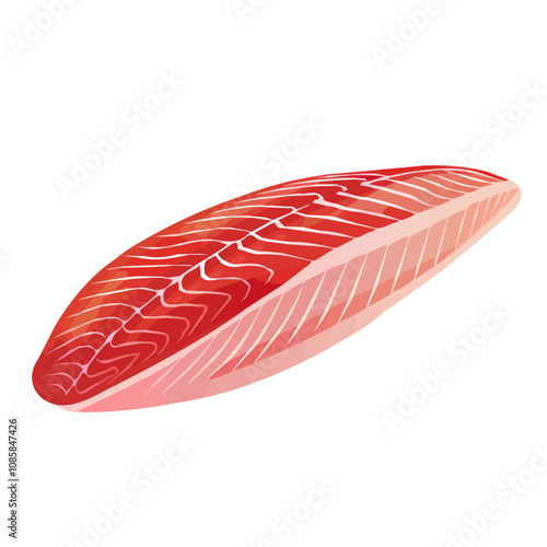 Simple flat 2D illustration of cod fillet isolated on a white background, Ai design, flat 2D design, vector design, 2D
