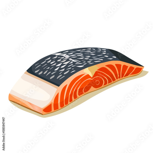 Simple flat 2D illustration of cod fillet isolated on a white background, Ai design, flat 2D design, vector design, 2D flat