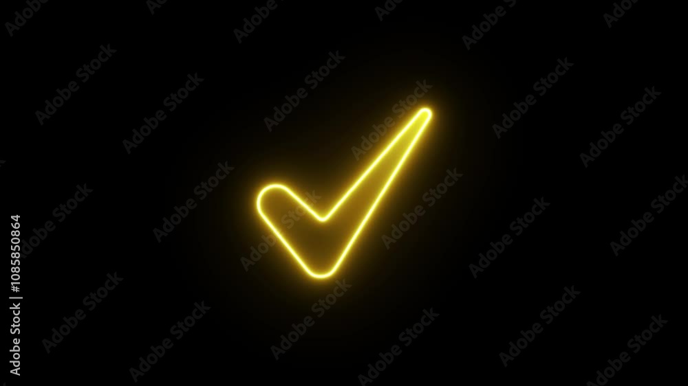 Abstract Neon Right Tick Mark Icon Animation. Abstract Neon Right Tick Mark Icon Animation.