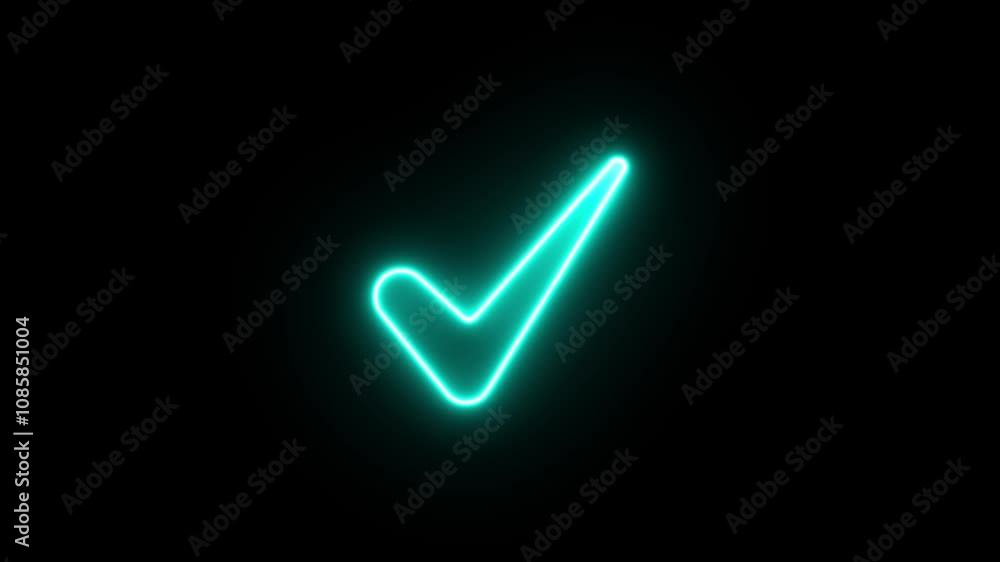 Abstract Neon Right Tick Mark Icon Animation. Abstract Neon Right Tick Mark Icon Animation.