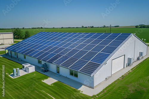 Green Energy Regeneration: Photovoltaic Solar Power System on Industrial Building photo